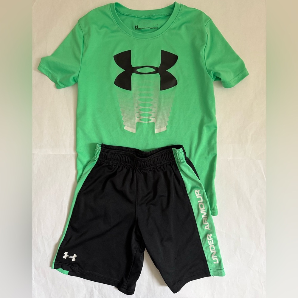 Under Armour Mint and Black Youth Sports Set